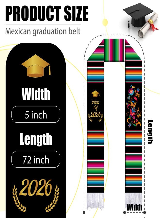Halfchet Class of 2026 Mexican Graduation Stole 72'' Hispanic Embroidery Mexico Graduation Sash Sarape for Graduation 2026(Classic) - Image 2